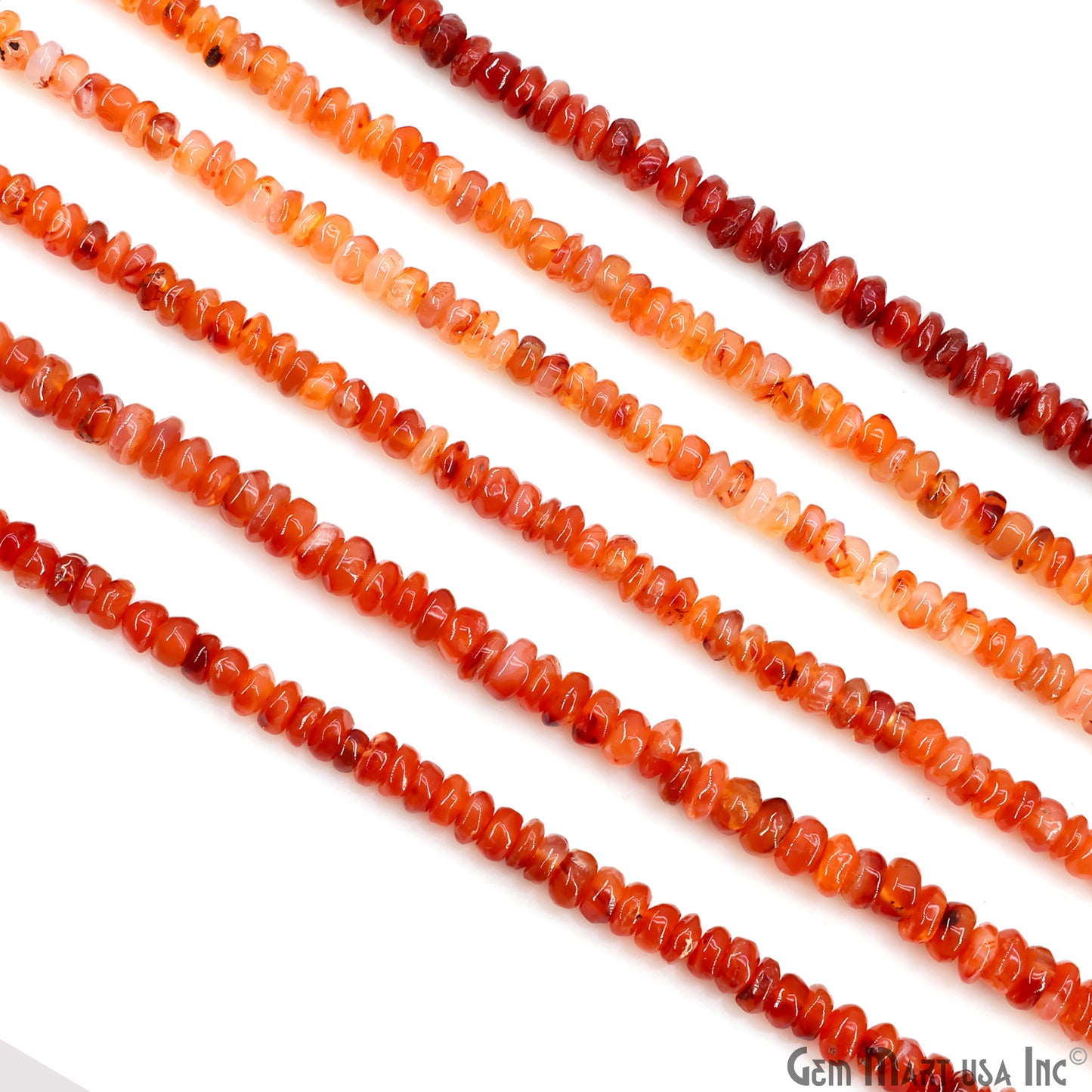 Carnelian Smooth Round Drilled Beads 4-6mm Waist Beads, Rondelle Bead Strand 13 Inch