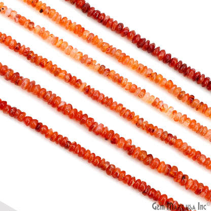 Carnelian Smooth Round Drilled Beads 4-6mm Waist Beads, Rondelle Bead Strand 13 Inch