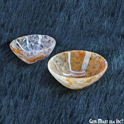 Natural Ocean Jasper Mini Carved Gemstone Bowl Cup 2 inch