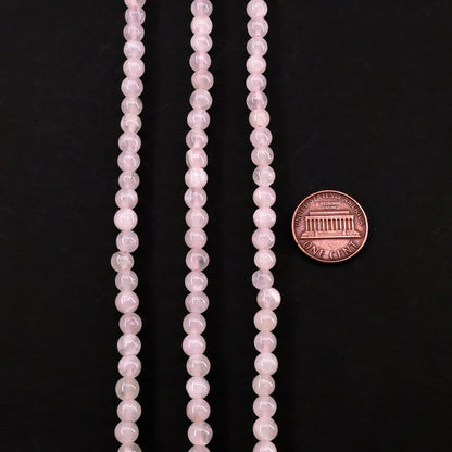 Rose Quartz Smooth Round Drilled Beads 3-5mm Waist Beads, Rondelle Bead Strand 13 Inch