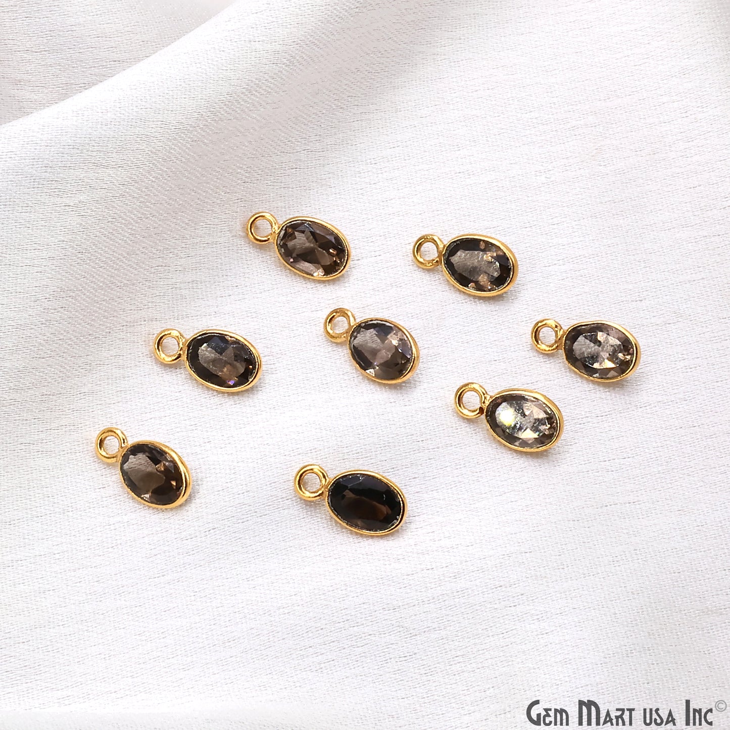 Oval 7x5mm Brilliant Cut Gold Plated Bezel Single Bail Connector