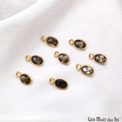 Oval 7x5mm Brilliant Cut Gold Plated Bezel Single Bail Connector