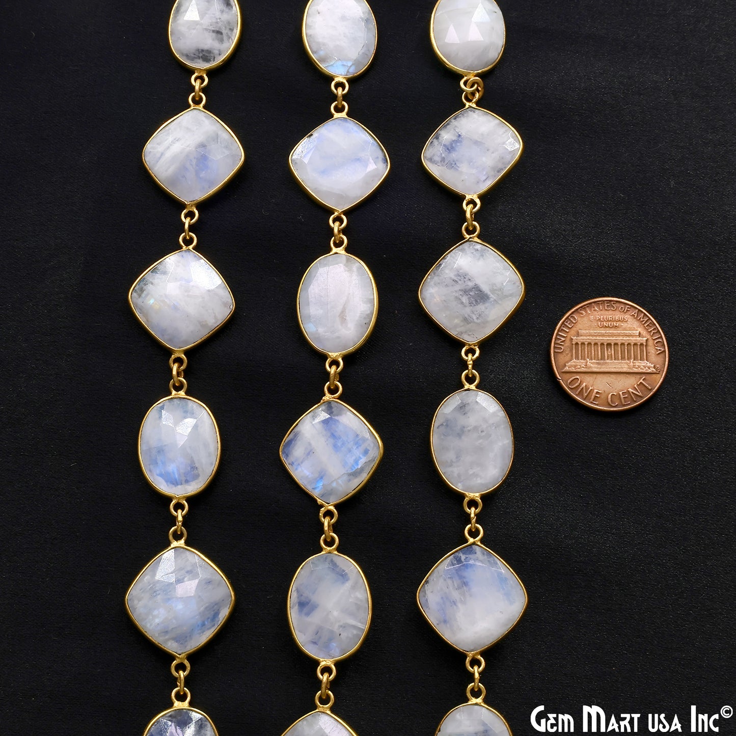 Rainbow Moonstone Mix Shape 10-15mm Gold Plated Continuous Connector Chains