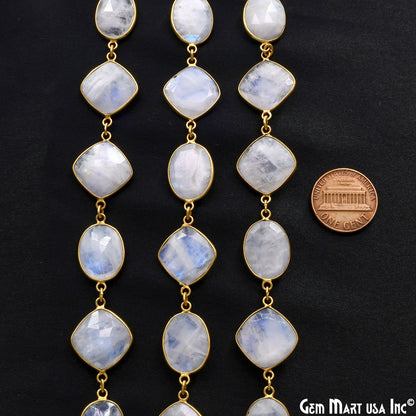 Rainbow Moonstone Mix Shape 10-15mm Gold Plated Continuous Connector Chains
