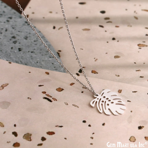 Leaf Shape Laser Charm Silver Plated 20x17.25mm Finding Charm Connector