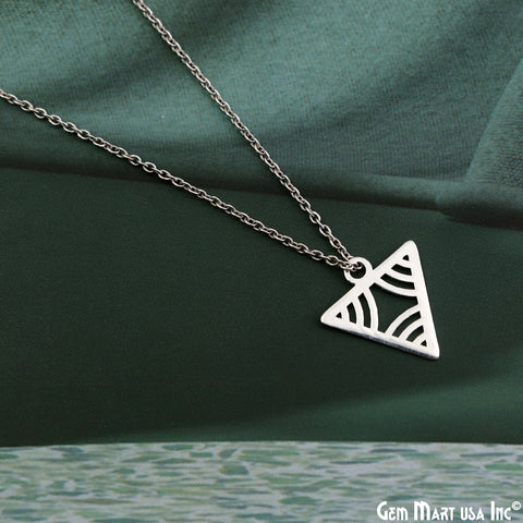 Triangle Shape Charm Laser Finding Silver Plated Charm For Bracelets & Pendants