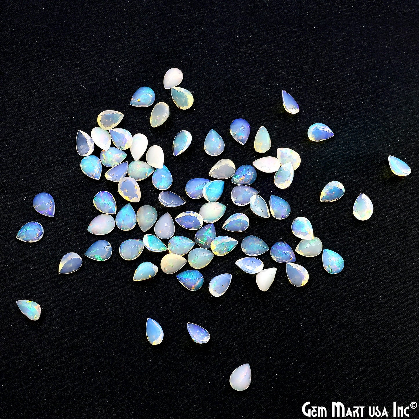 Ethiopian Opal Wholesale Gemstones, 100% Natural Precious Gems, Rainbow Cabochons Loose Gems, 6x8mm, Pears, 4PC