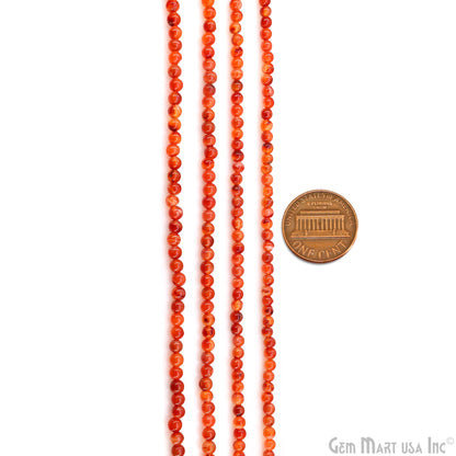 Carnelian Smooth Round Drilled Beads 4-5mm Waist Beads, Rondelle Bead Strand 13 Inch