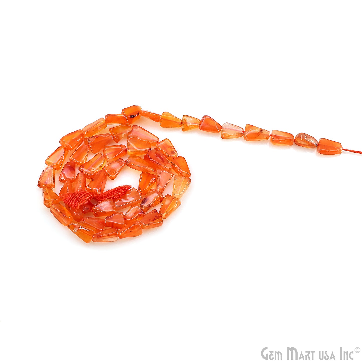 Carnelian Smooth Triangle Drilled Beads 4-7mm Waist Beads, Rondelle Bead Strand 14 Inch