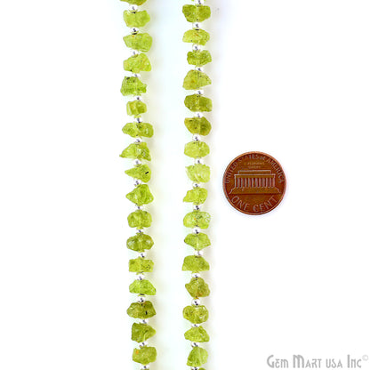 Peridot Rough Beads, 9 Inch Gemstone Strands, Drilled Strung Briolette Beads, Free Form, 8x6mm