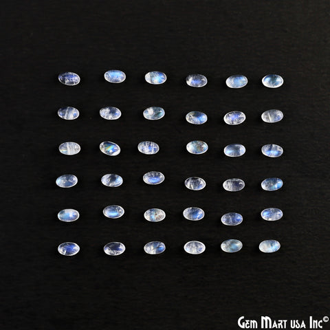 5Ct Rainbow Moonstone Oval Cabochon AAA+ Quality Blue Flash Tiny Gems 3x5mm
