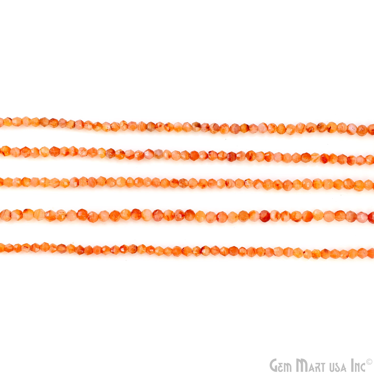 Carnelian Faceted Round Drilled Beads 4-6mm Waist Beads, Rondelle Bead Strand 13 Inch