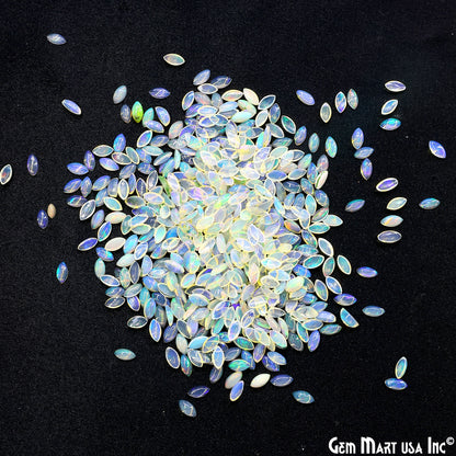 Ethiopian Opal Wholesale Gemstones, 100% Natural Precious Gems, Rainbow Cabochons Loose Gems, 3x6mm, Marquise, 10PC
