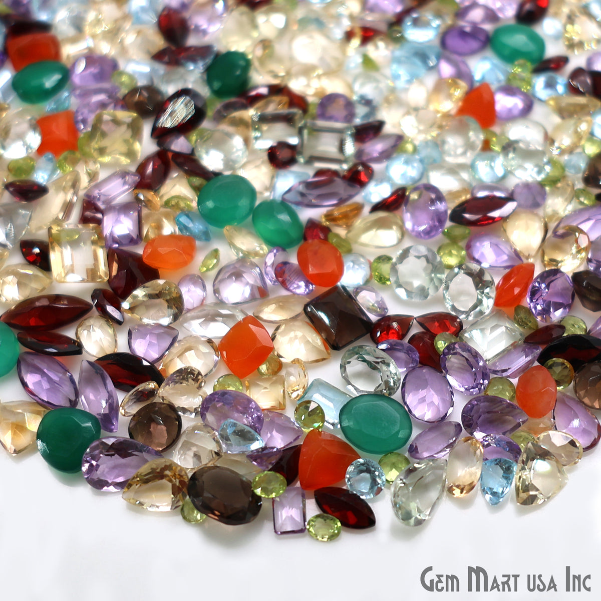 Mix Wholesale Gemstones, 100% Natural Semi-Precious Gems, Multi Color Faceted Loose Gems, 4-8mm, Mixed, 50 Carats