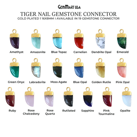 Tiger Nail Shape Gold Electroplated 16x8mm Gemstone Connector