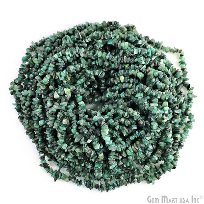 Emerald Chip Beads, 34 Inch, Natural Chip Strands, Drilled Strung Nugget Beads, 3-7mm, Polished, GemMartUSA (CHEM-70001)