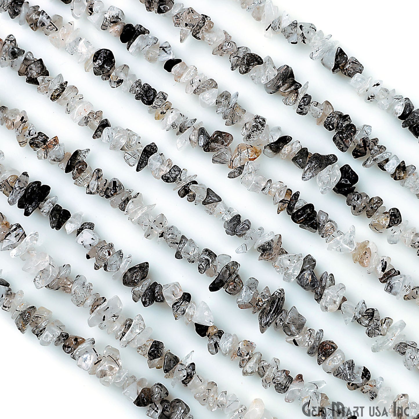 Rutilated Chip Beads, 34 Inch, Natural Chip Strands, Drilled Strung Nugget Beads, 3-7mm, Polished, GemMartUSA (CHRU-70001)