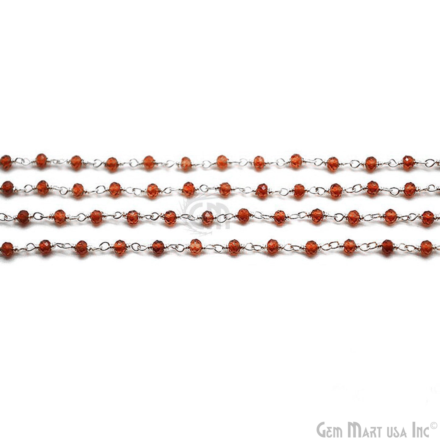 Garnet Silver Plated Wire Wrapped Gemstone Beads Rosary Chain