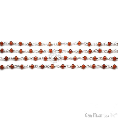 Garnet Silver Plated Wire Wrapped Gemstone Beads Rosary Chain