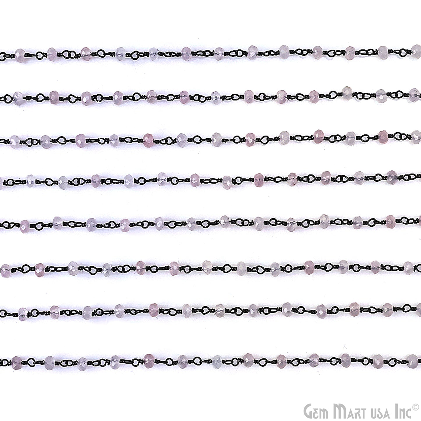 Rose Quartz 3mm Oxidized Wire Wrapped Gemstone Beads Rosary Chain