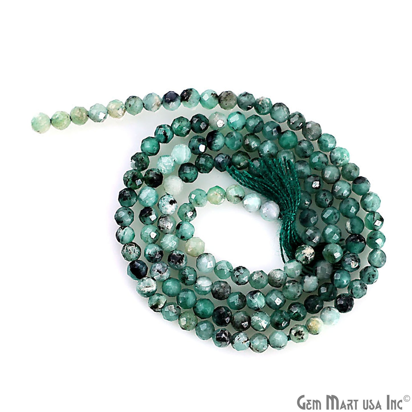 Emerald Rondelle Beads, 13 Inch Gemstone Strands, Drilled Strung Nugget Beads, Faceted Round, 2-2.5mm