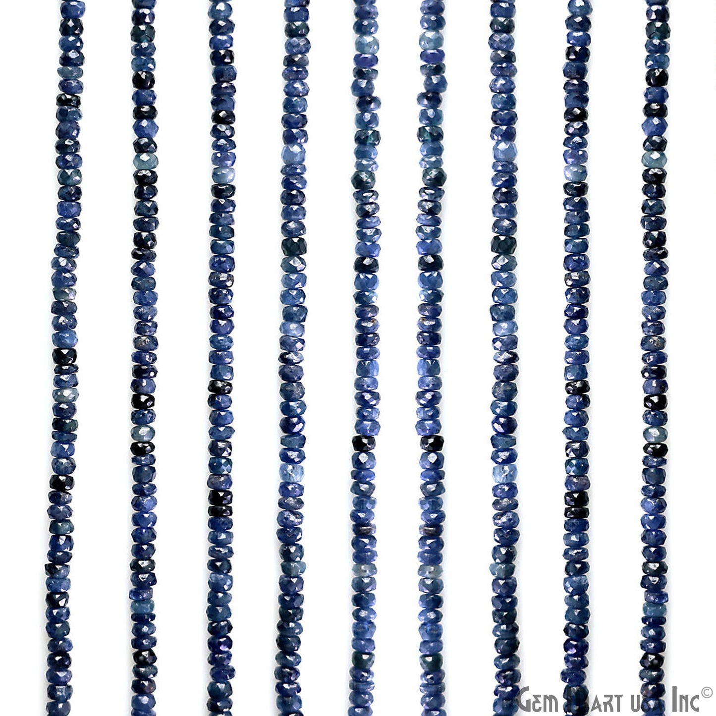 Iolite Rondelle Beads, 12.5 Inch Gemstone Strands, Drilled Strung Nugget Beads, Faceted Round, 3-4mm