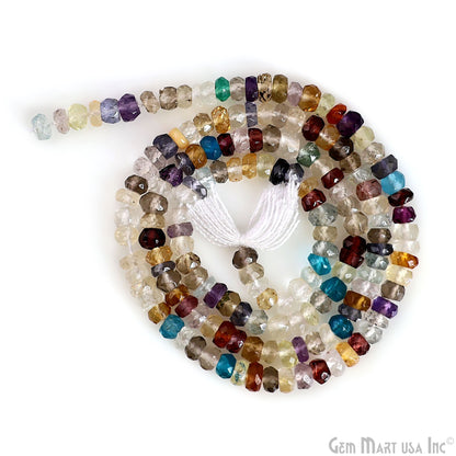 Mixed Rondelle Beads, 12.5 Inch Gemstone Strands, Drilled Strung Nugget Beads, Faceted Round, 3-4mm