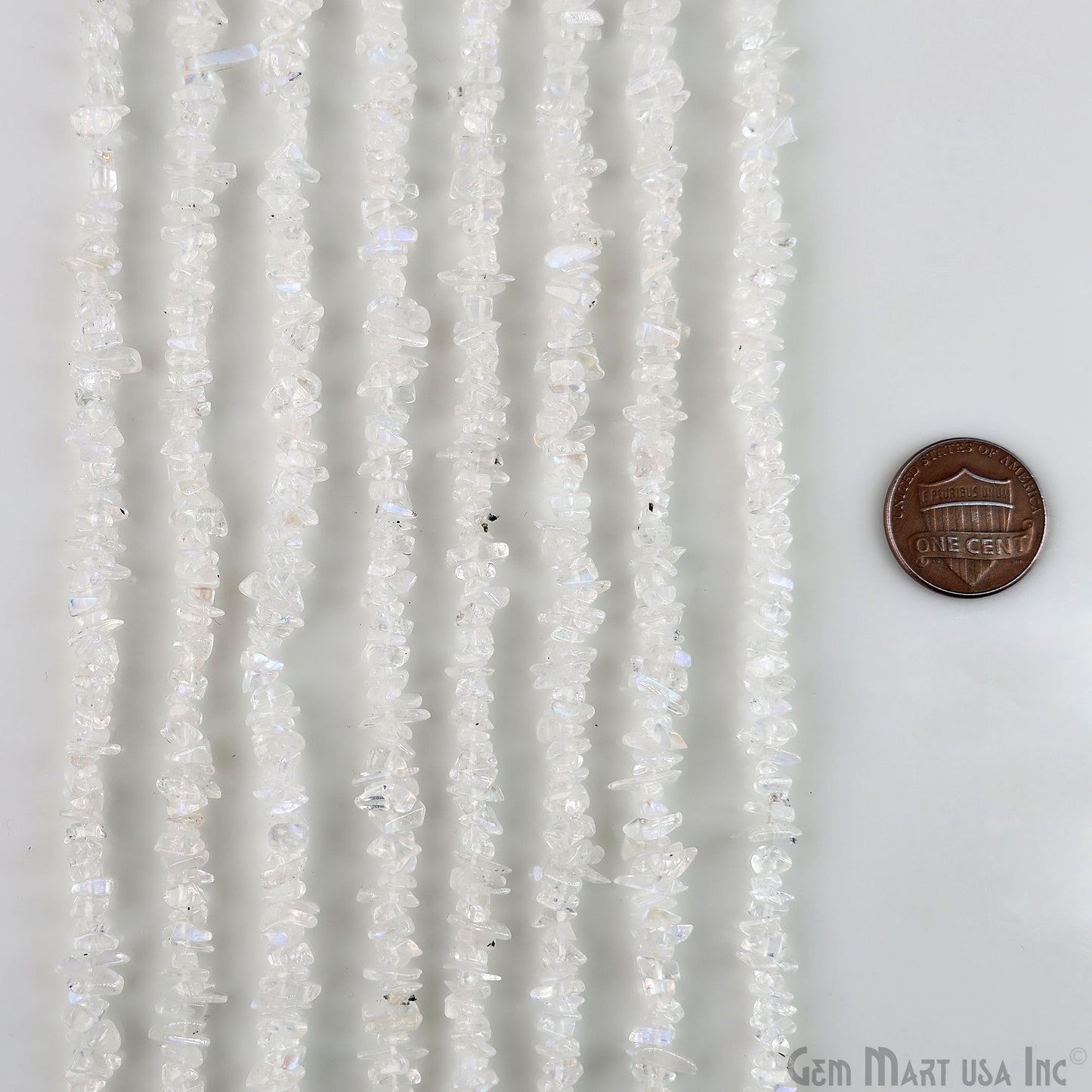 Rainbow Moonstone Chip Beads, 34 Inch, Natural Chip Strands, Drilled Strung Nugget Beads, 3-7mm, Polished, GemMartUSA (CHRM-70001)