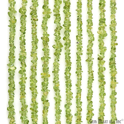 Peridot Chip Beads, 34 Inch, Natural Chip Strands, Drilled Strung Nugget Beads, 3-7mm, Polished, GemMartUSA (CHPD-70001)