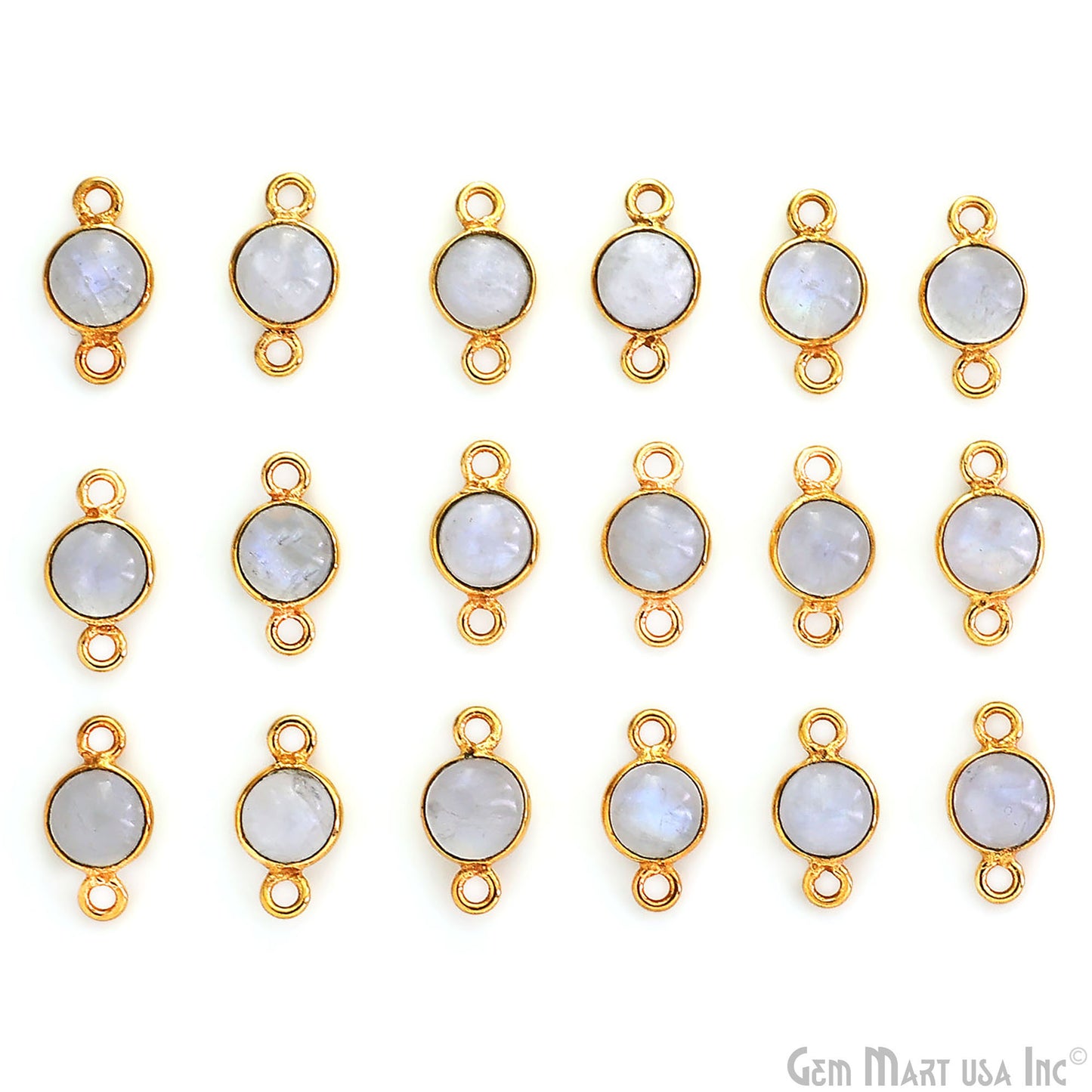 Cabochon 5mm Round Gold Plated Double Bail Gemstone Connector