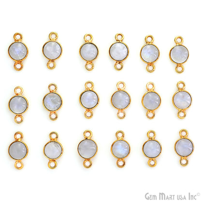 Cabochon 5mm Round Gold Plated Double Bail Gemstone Connector