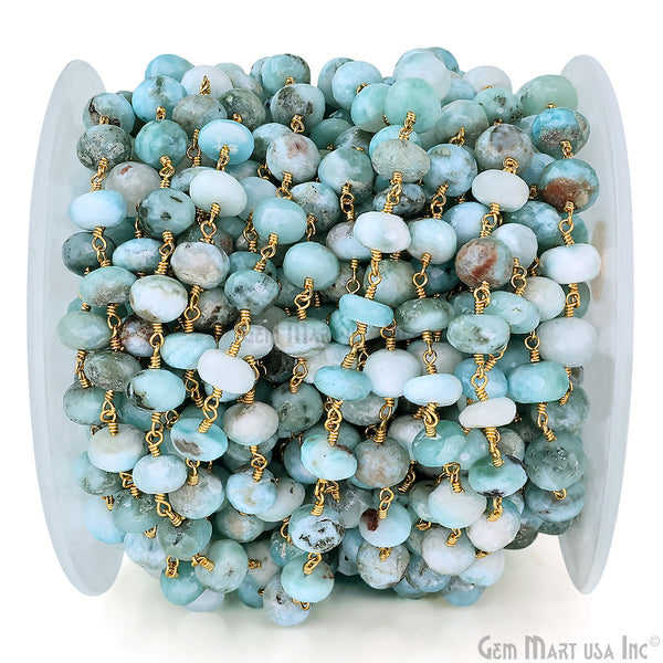 Larimar Faceted 8-9mm Gold...