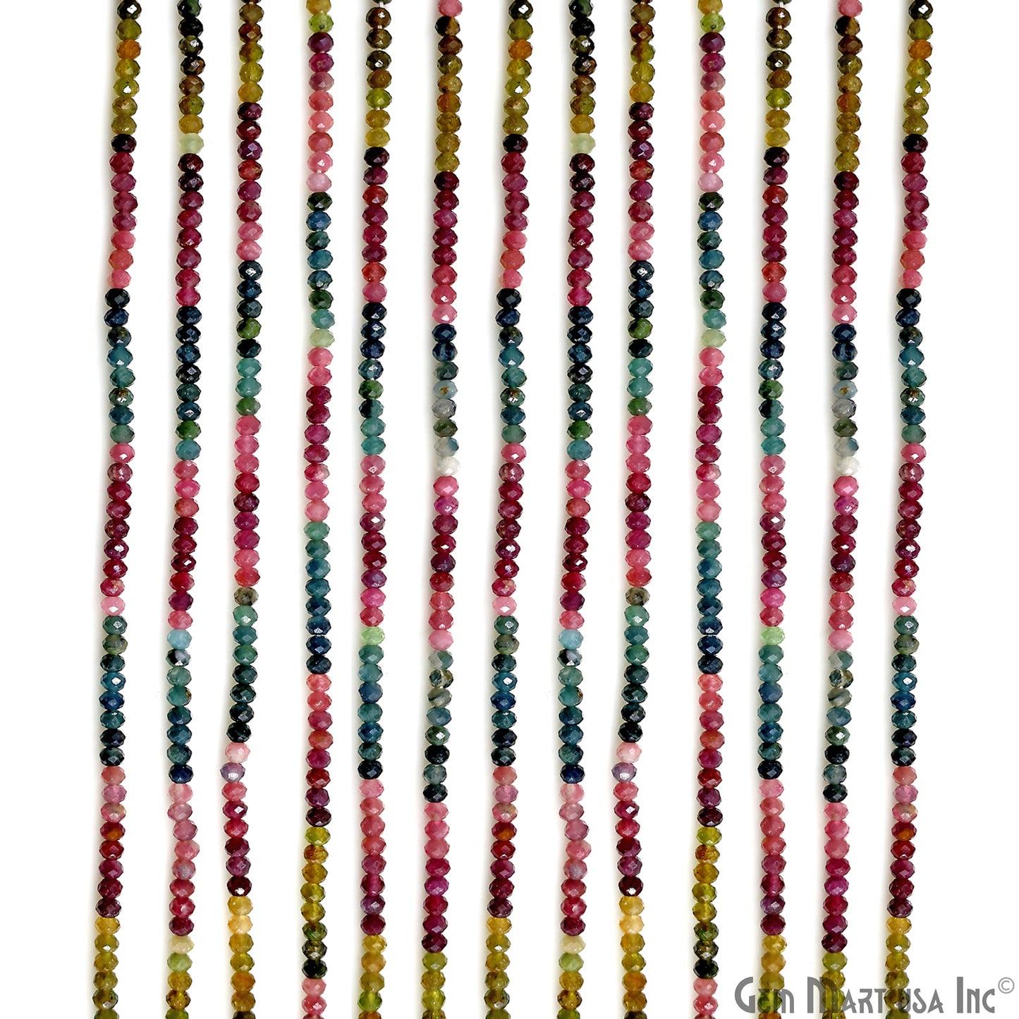 Multi Tourmaline Rondelle Beads, 13 Inch Gemstone Strands, Drilled Strung Nugget Beads, Faceted Round, 3-4mm