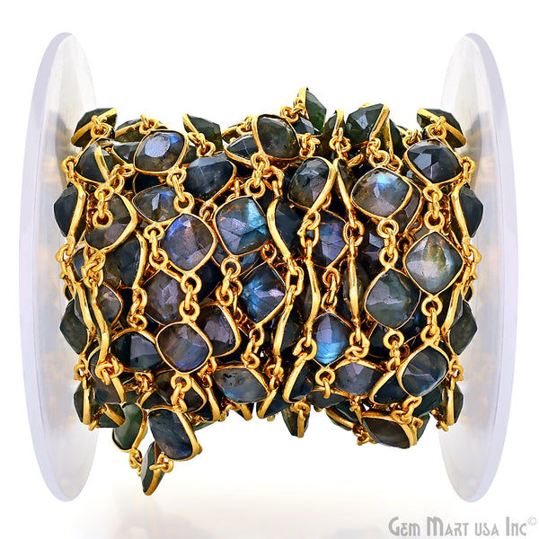 Labradorite Cushion 6-8mm Gold...