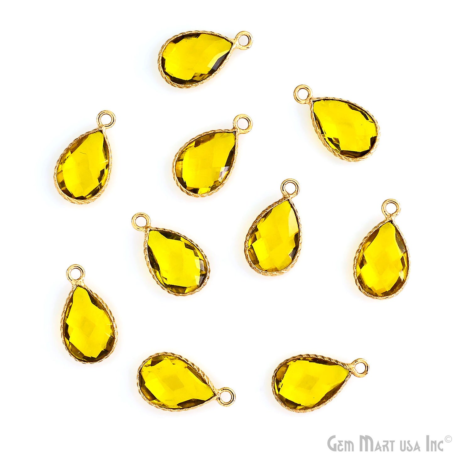 Gemstone Pears 8x12mm Gold Plated Design Bezel Connector