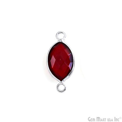 Garnet Marquise 8x12mm Silver Bail Gold Bezel Connector