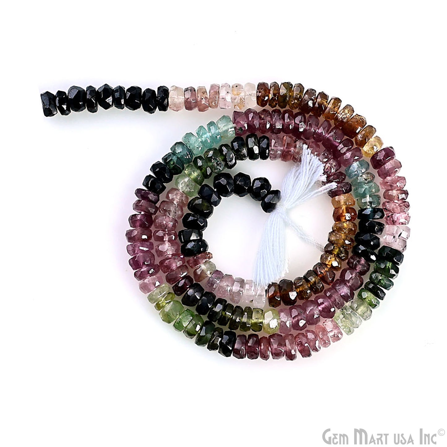 Tourmaline Rondelle Beads, 12.5 Inch Gemstone Strands, Drilled Strung Nugget Beads, Faceted Round, 3-4mm