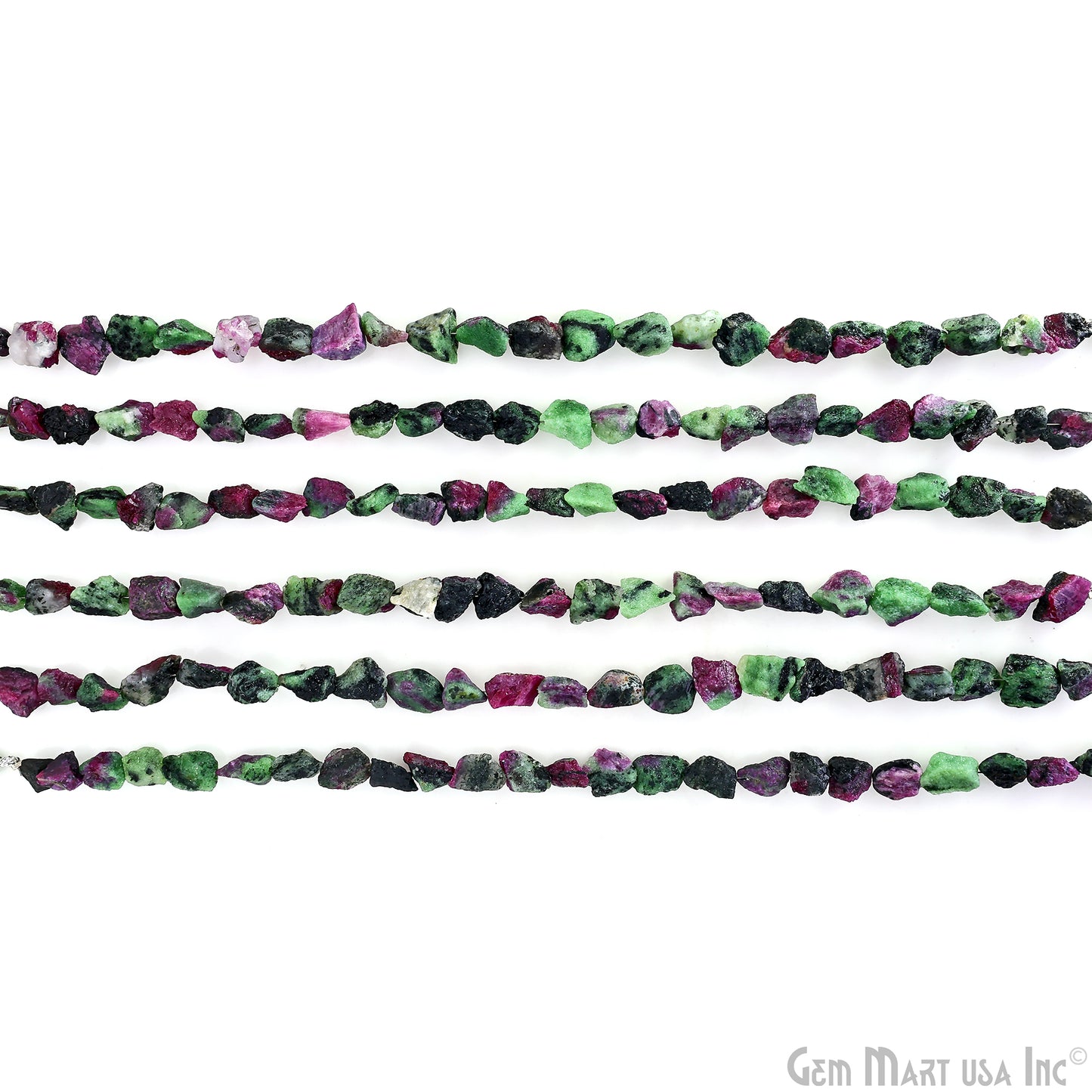 Ruby Zoisite Rough Beads, 9 Inch Gemstone Strands, Drilled Strung Briolette Beads, Free Form, 7x5mm