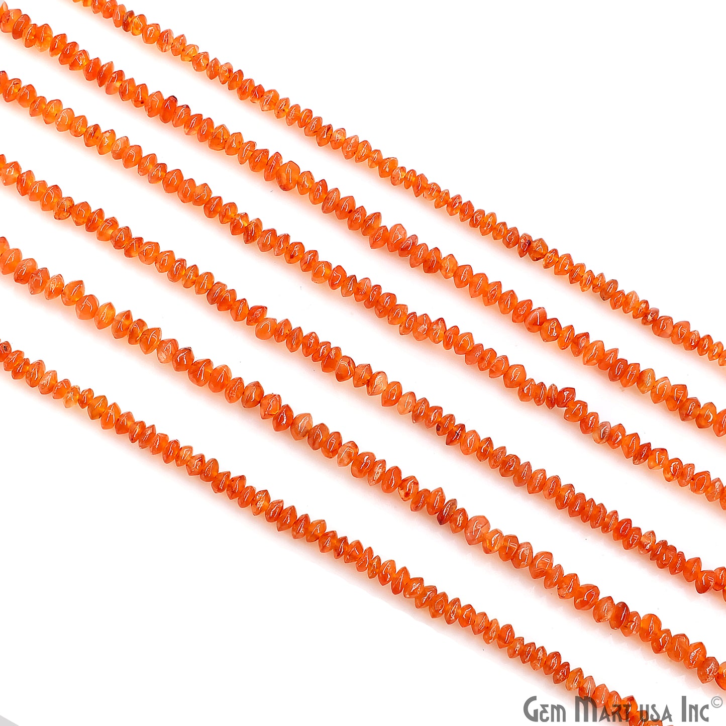 Carnelian Faceted Round Drilled Beads 3-4mm Waist Beads, Rondelle Bead Strand 14 Inch