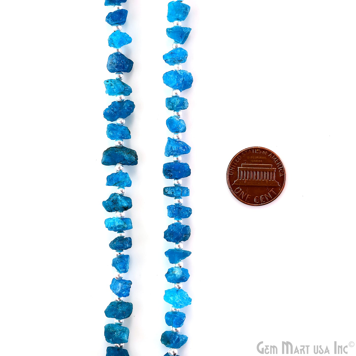 Neon Apatite Rough Beads, 9 Inch Gemstone Strands, Drilled Strung Briolette Beads, Free Form, 8x6mm