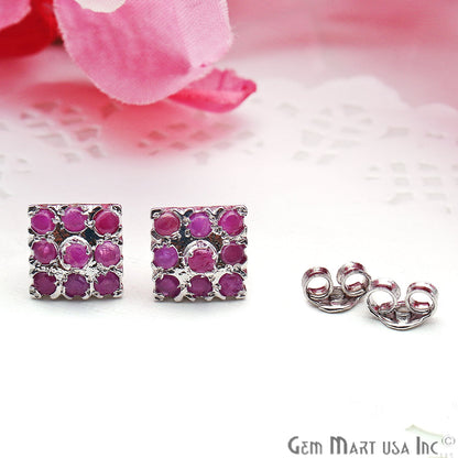 Ruby Sterling Silver Stud Earring Women's Jewelry