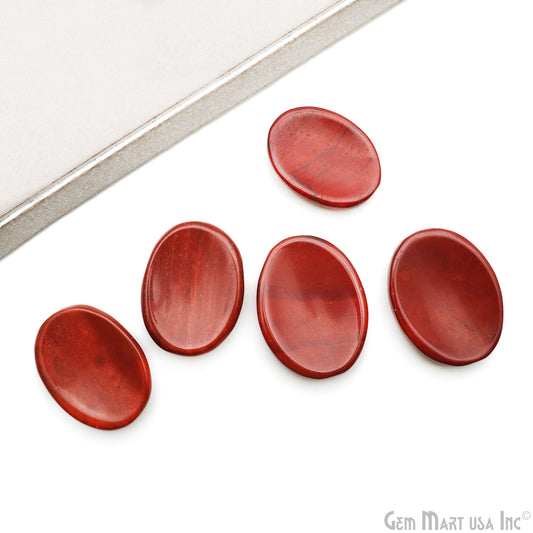 Red Jasper Oval Worry Stone - Natural Hand-Carved Thumb Gemstone