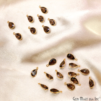 Pears 8x12mm Brilliant Cut Gold Plated Bezel Single Bail Gemstone Connector