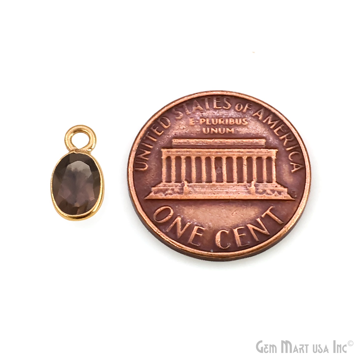 Oval 7x5mm Brilliant Cut Gold Plated Bezel Single Bail Connector