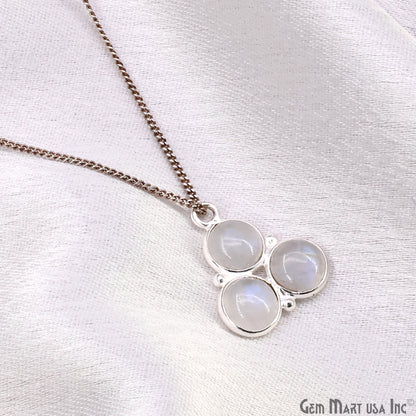 Rainbow Moonstone Gemstone 16x13mm Prong Setting Silver Plated Component Connector