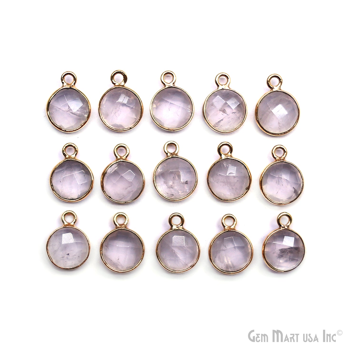 Round 8mm Single Bail Gold Plated Gemstone Bezel Connector