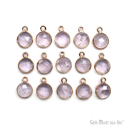 Round 8mm Single Bail Gold Plated Gemstone Bezel Connector