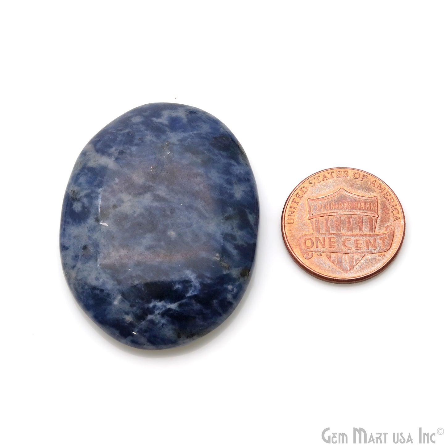 Sodalite Oval Worry Stone - Natural Hand-Carved Thumb Gemstone