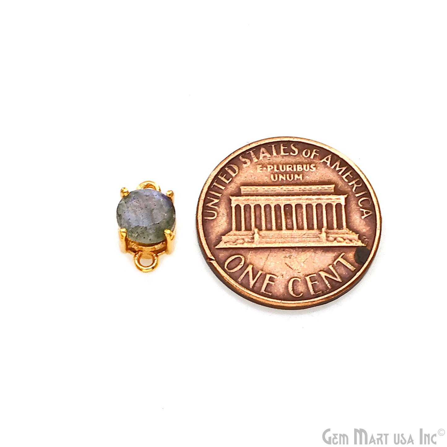 Labradorite Prong Setting Gold Plated Flashy Gemstone Connector