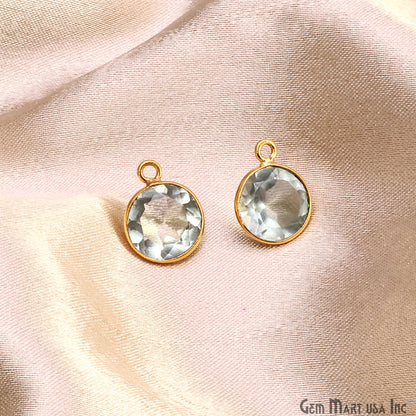 Round 10mm Brilliant Cut Gold Plated Bezel Single Bail Gemstone Connector